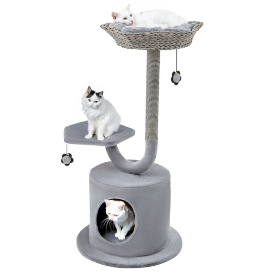 NNECW 106 CM Tall Cat Tree with Curved Metal Supporting Frame-1
