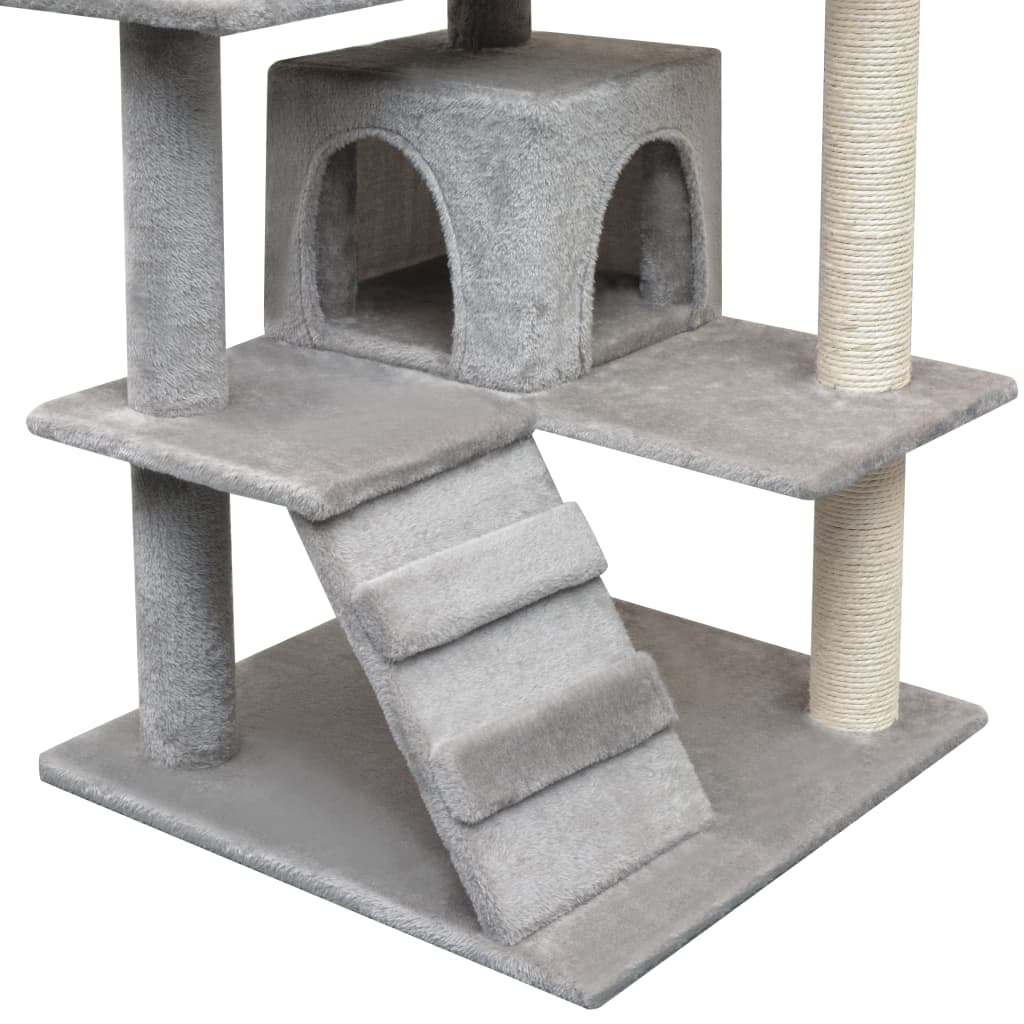 NNEVL Cat Tree with Sisal Scratching Posts 125 cm Grey-3