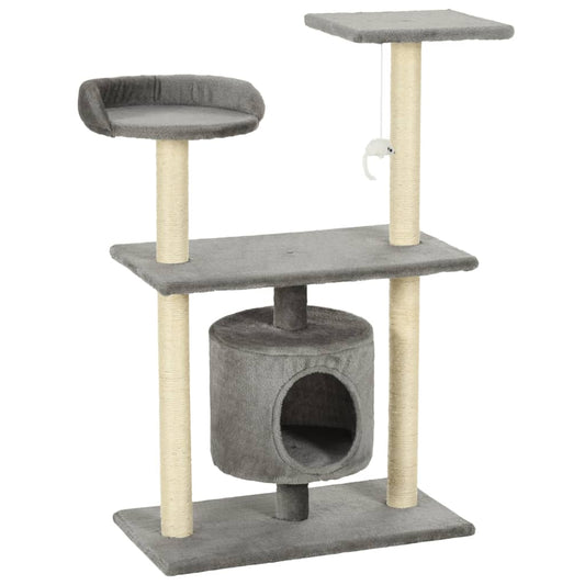 NNEVL Cat Tree with Sisal Scratching Posts 95 cm Grey-1