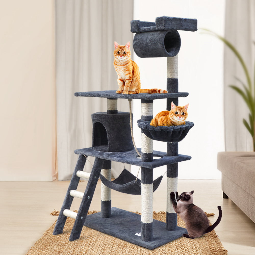 NNEDSZ Cat Tree 141cm Trees Scratching Post Scratcher Tower Condo House Furniture Wood-3
