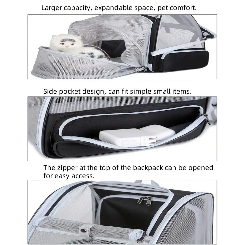 NNETM Expandable Cat Backpack Carrier with 3-Sided Mesh-3