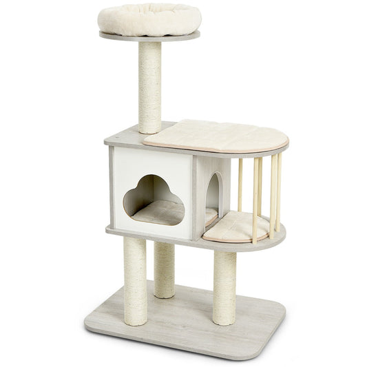 NNECW Modern Cat Tower with Platform Scratching Posts for Kittens and Cats-1