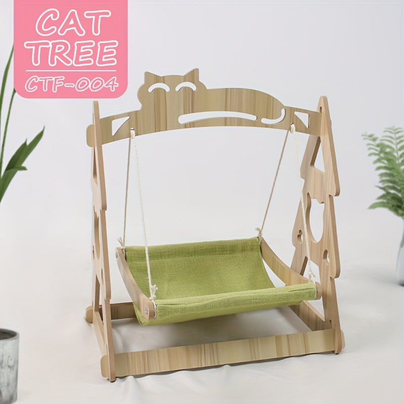 NNETM Cat Hammock Tree with Scratching Rope Lounger Bed-1