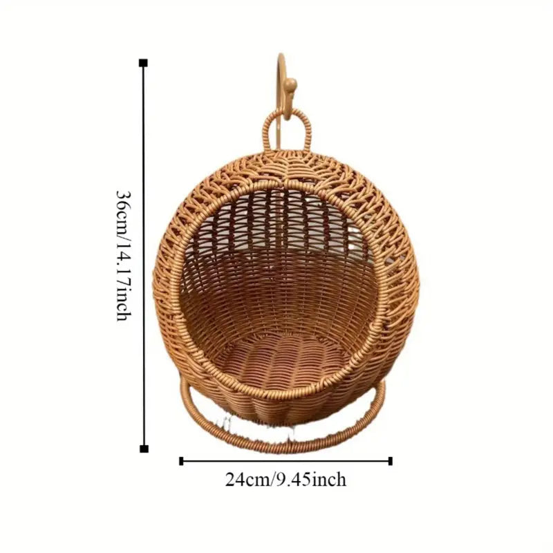 NNETM Imitation Rattan Cat Cage - Hanging Cat Nest with Semi-Enclosed Design-2