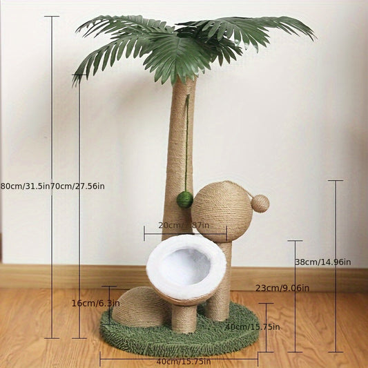 NNETM Coconut Tree Cat Scratching Post with Ball Toy-1