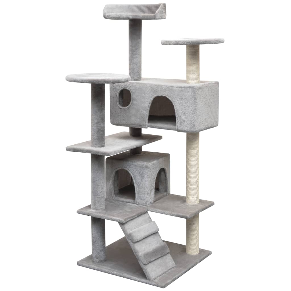 NNEVL Cat Tree with Sisal Scratching Posts 125 cm Grey-0