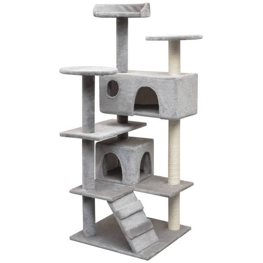NNEVL Cat Tree with Sisal Scratching Posts 125 cm Grey-0
