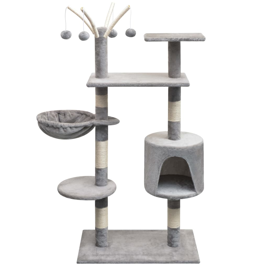 NNEVL Cat Tree with Sisal Scratching Posts 125 cm Grey-0