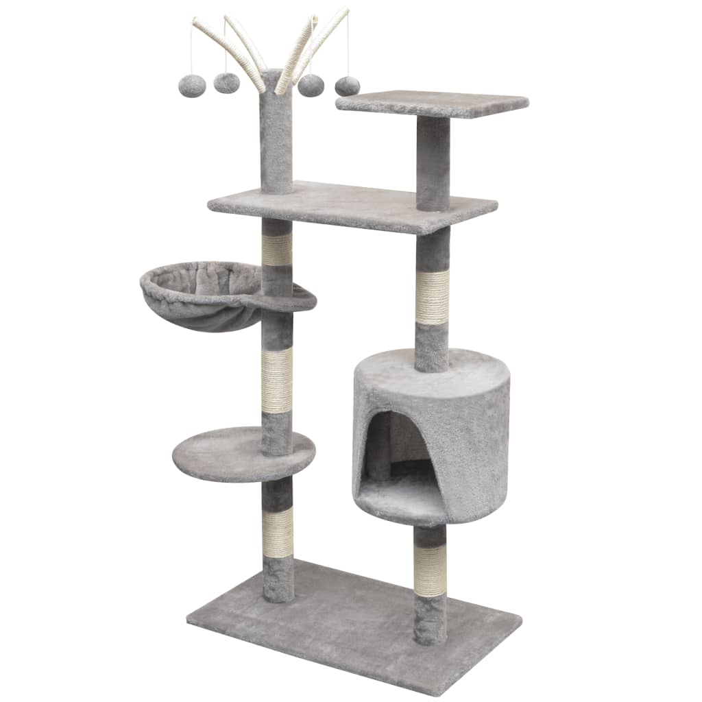 NNEVL Cat Tree with Sisal Scratching Posts 125 cm Grey-1