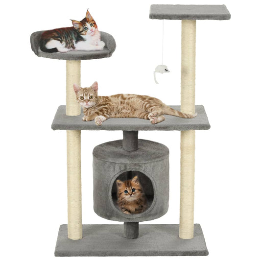 NNEVL Cat Tree with Sisal Scratching Posts 95 cm Grey-0