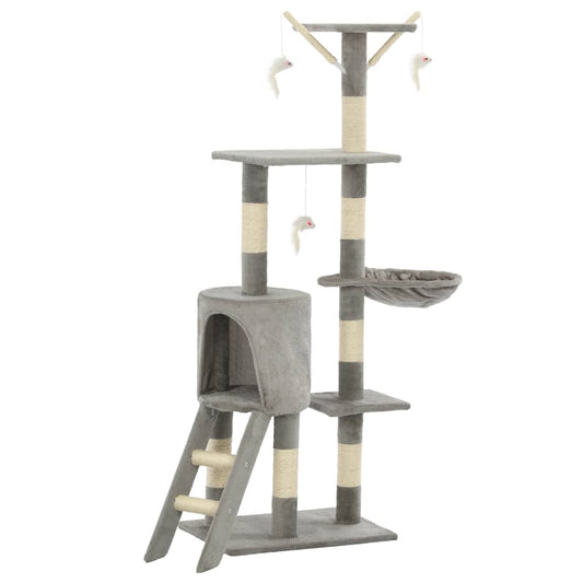 NNEVL Cat Tree with Sisal Scratching Posts 138 cm Grey-1