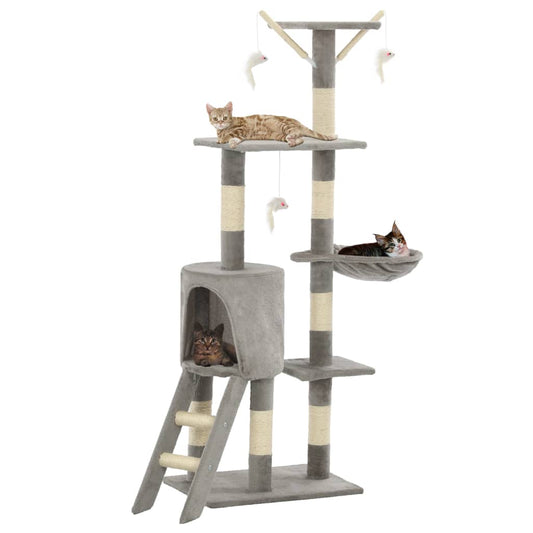 NNEVL Cat Tree with Sisal Scratching Posts 138 cm Grey-0