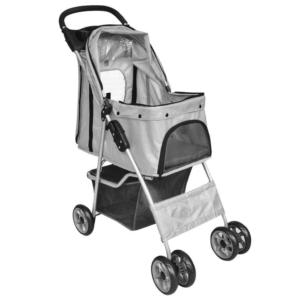 NNEVL Folding Pet Stroller Dog/Cat Travel Carrier Grey-1
