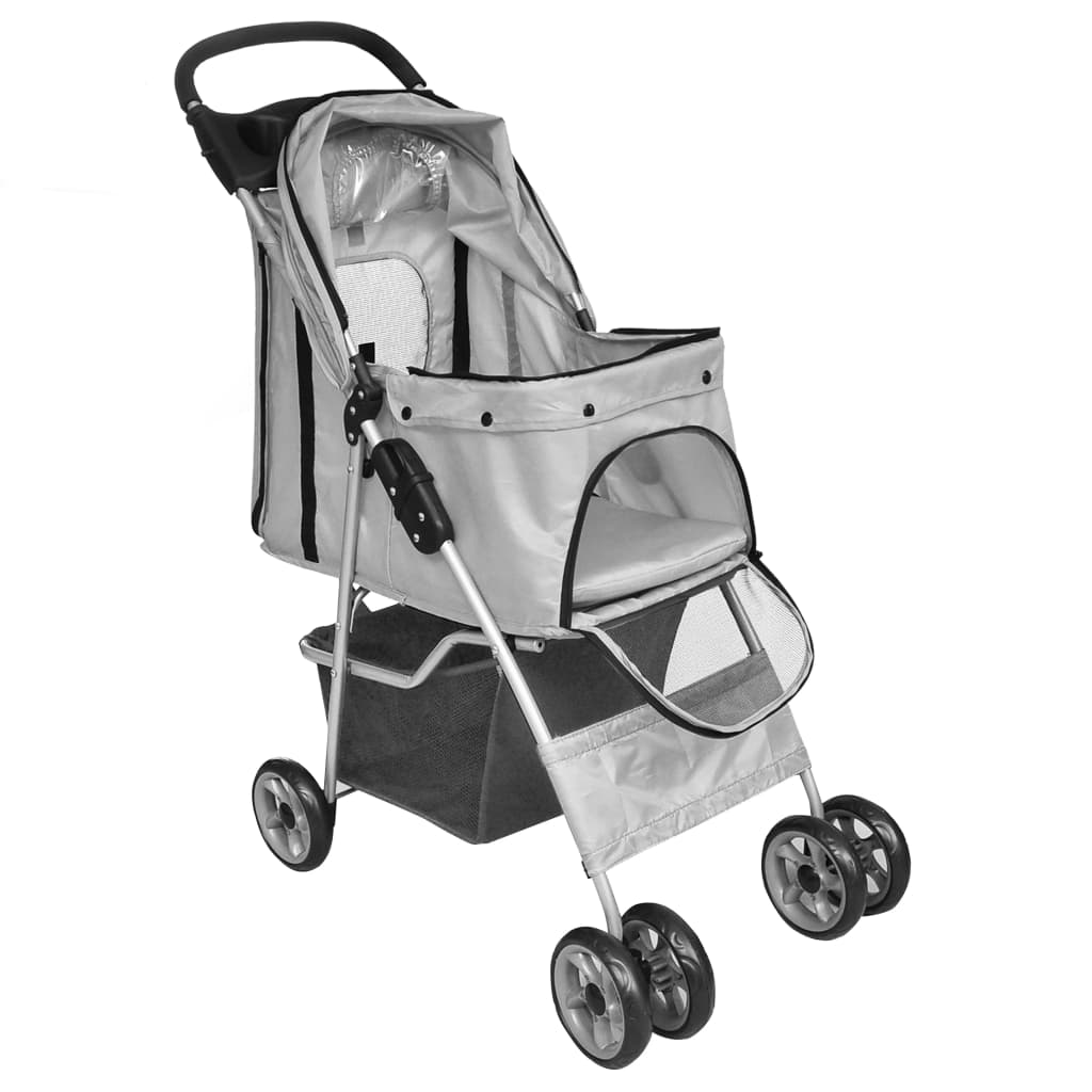 NNEVL Folding Pet Stroller Dog/Cat Travel Carrier Grey-2
