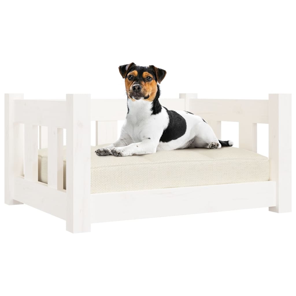 NNEVL Dog Bed White 55.5x45.5x28 cm Solid Wood Pine-2