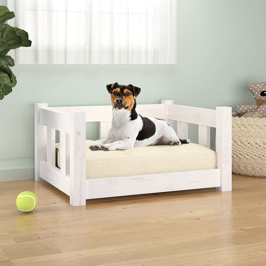 NNEVL Dog Bed White 55.5x45.5x28 cm Solid Wood Pine-0