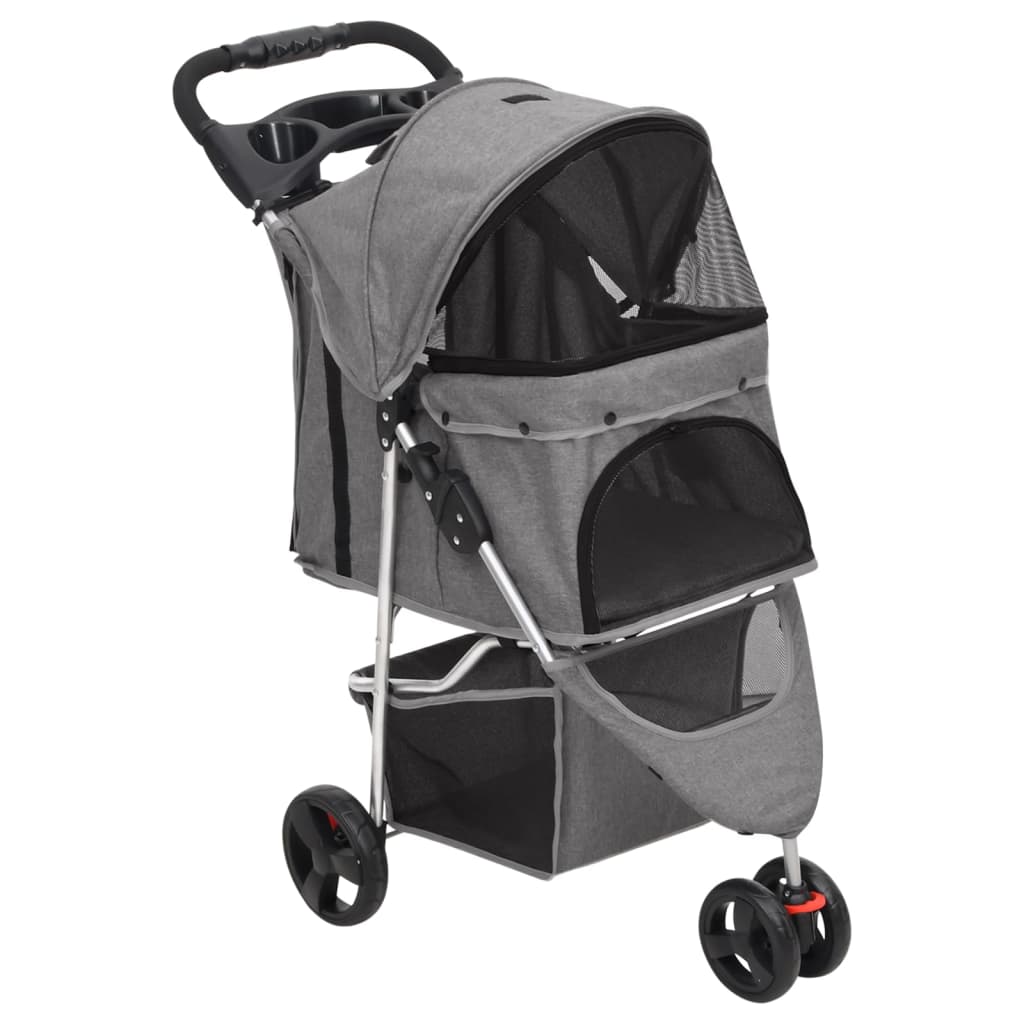 NNEVL Folding Dog Stroller Grey 80x46x98 cm Oxford Fabric-0