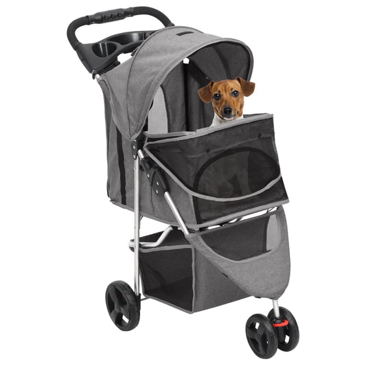 NNEVL Folding Dog Stroller Grey 80x46x98 cm Oxford Fabric-1