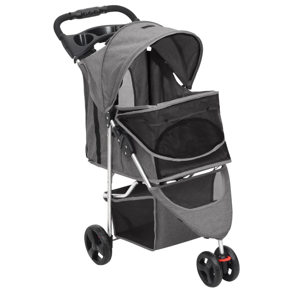 NNEVL Folding Dog Stroller Grey 80x46x98 cm Oxford Fabric-2