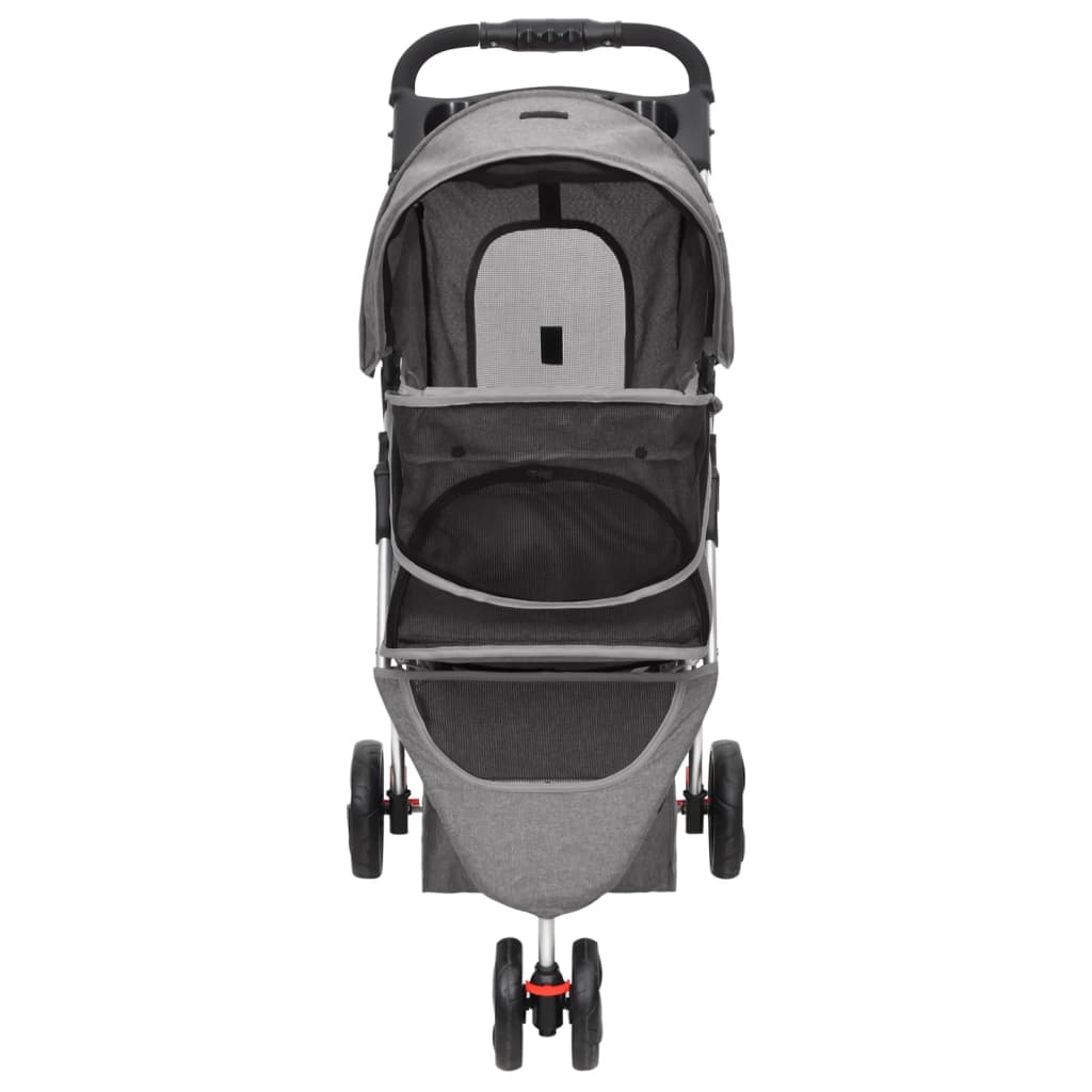 NNEVL Folding Dog Stroller Grey 80x46x98 cm Oxford Fabric-3