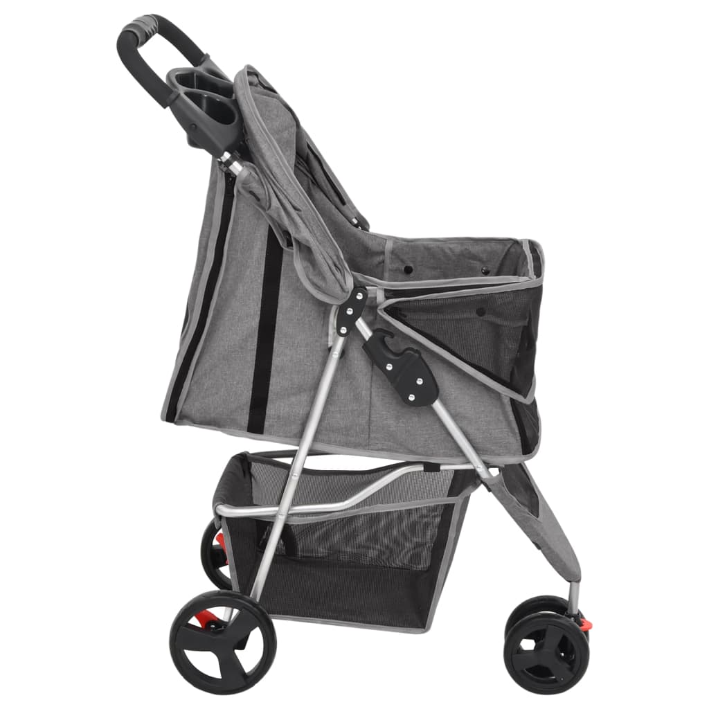 NNEVL Folding Dog Stroller Grey 80x46x98 cm Oxford Fabric-4