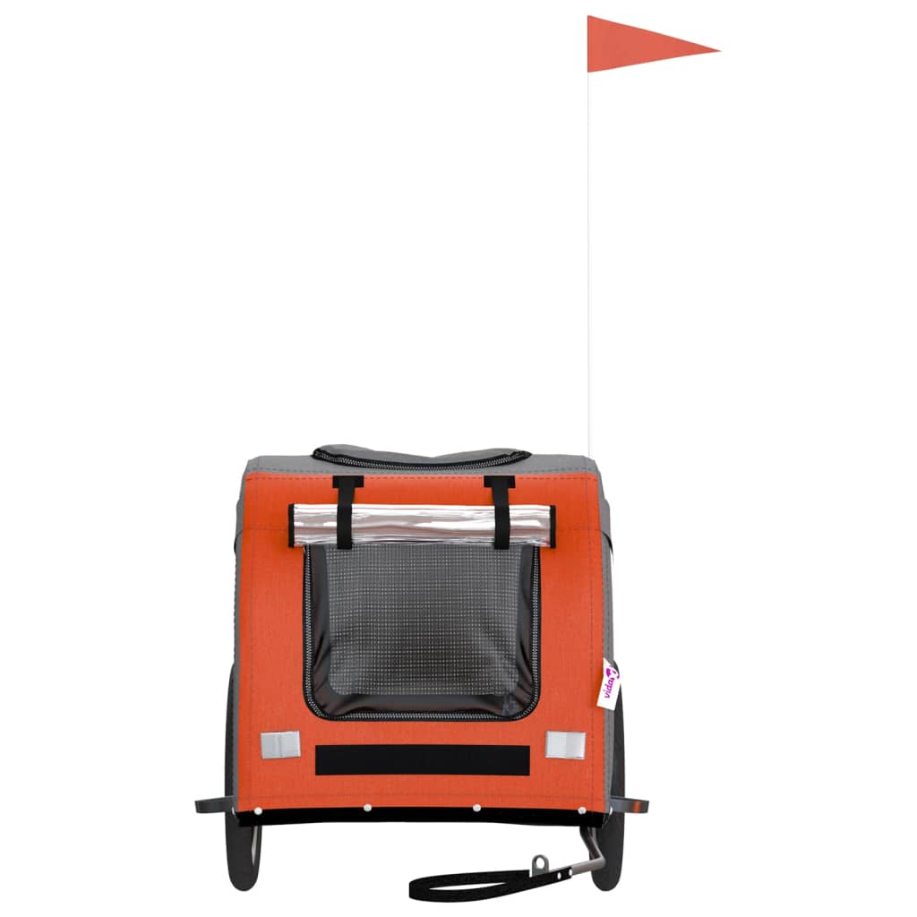 NNEVL Dog Bike Trailer Orange and Grey Oxford Fabric and Iron-3