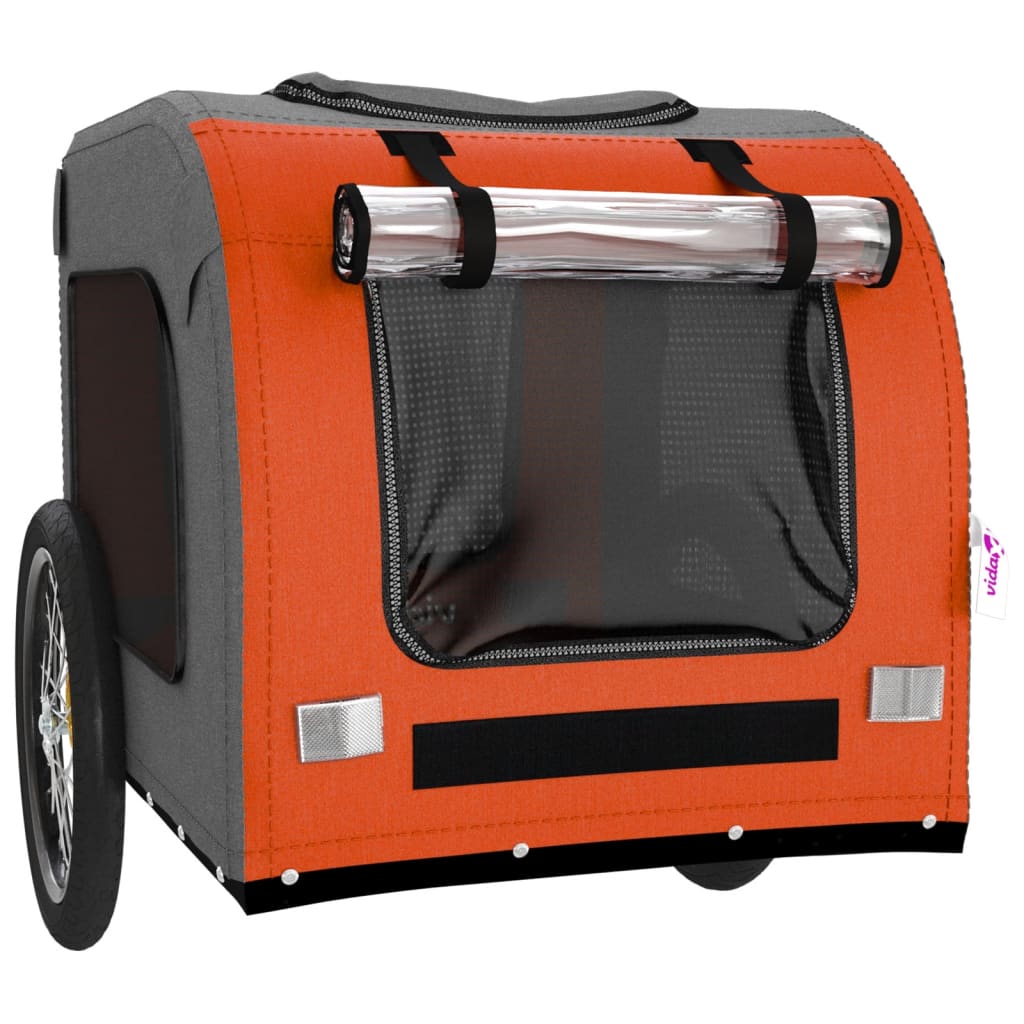NNEVL Dog Bike Trailer Orange and Grey Oxford Fabric and Iron-4