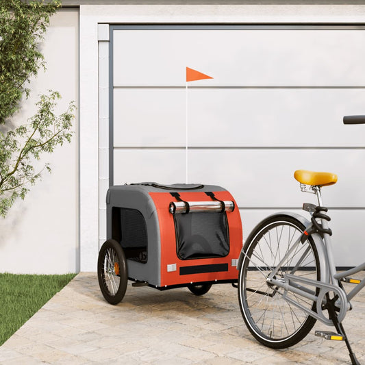NNEVL Dog Bike Trailer Orange and Grey Oxford Fabric and Iron-0