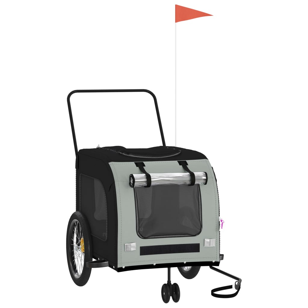 NNEVL Dog Bike Trailer Black and Grey Oxford Fabric and Iron-1