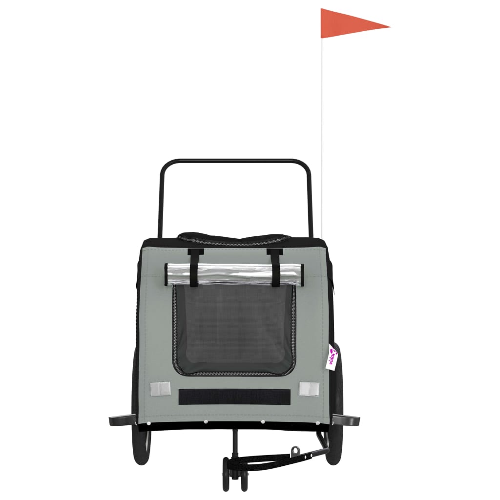 NNEVL Dog Bike Trailer Black and Grey Oxford Fabric and Iron-3