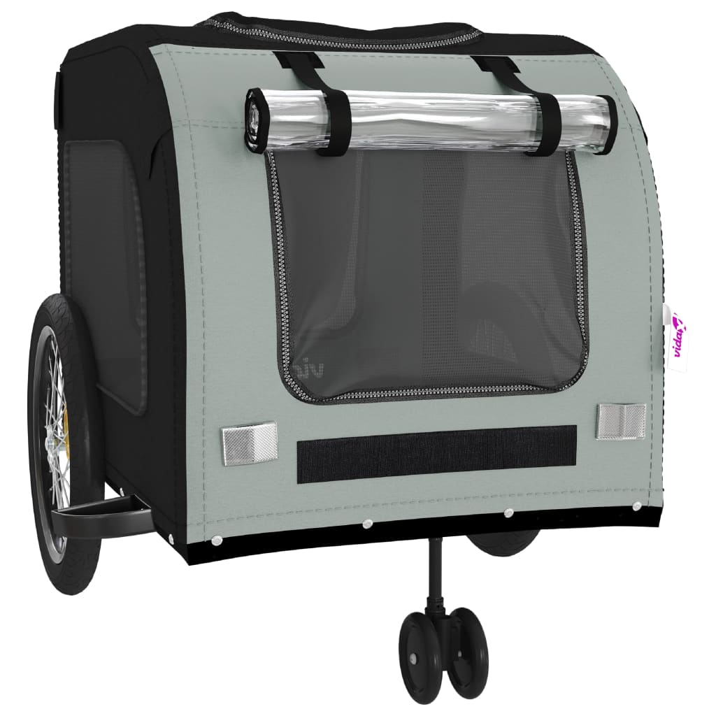 NNEVL Dog Bike Trailer Black and Grey Oxford Fabric and Iron-4