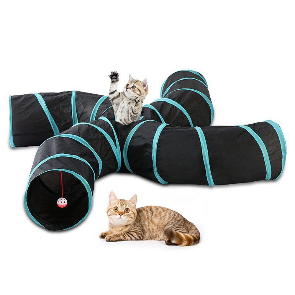 NNEDSZ Pet Cat Kitten Puppy 4-Way Tunnel Play Toy Foldable Funny Exercise Tunnel Rabbit-0