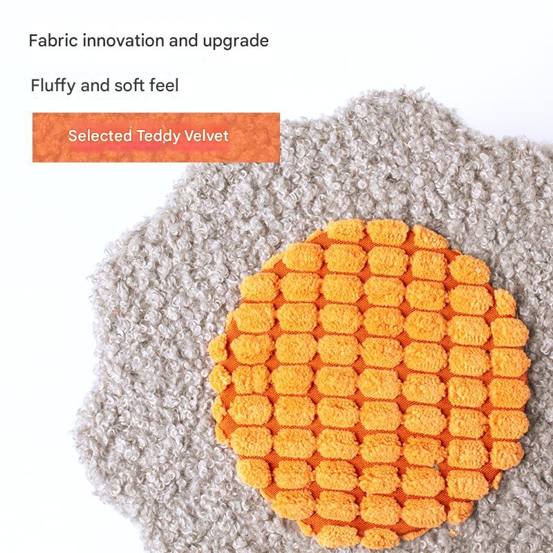 NNEDSZ Yellow-pink Interactive Cat Scratching Post with Playful Ball Toys, Flower Design - 35cm Height, 26cm Base-2