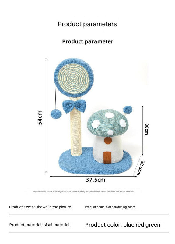 NNEDSZ Green Durable Mushroom Cat Scratching Post - Anti-Slip, No Debris Cat Scratch Pad with Sofa Protection for Small Cats-3