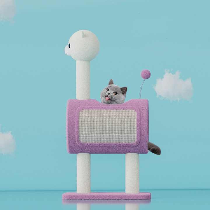 NNEDSZ Yellow Chicken-Theme Cat Tree with Tunnel - Multi-Functional Cat Scratching Post and Playhouse-2