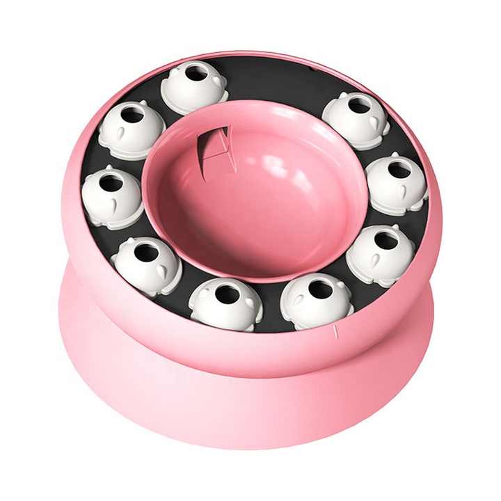NNEDSZ Pink Interactive Slow Feeder Cat Bowl - 15° Tilt Design, Puzzle Feeder for Healthy Eating-1