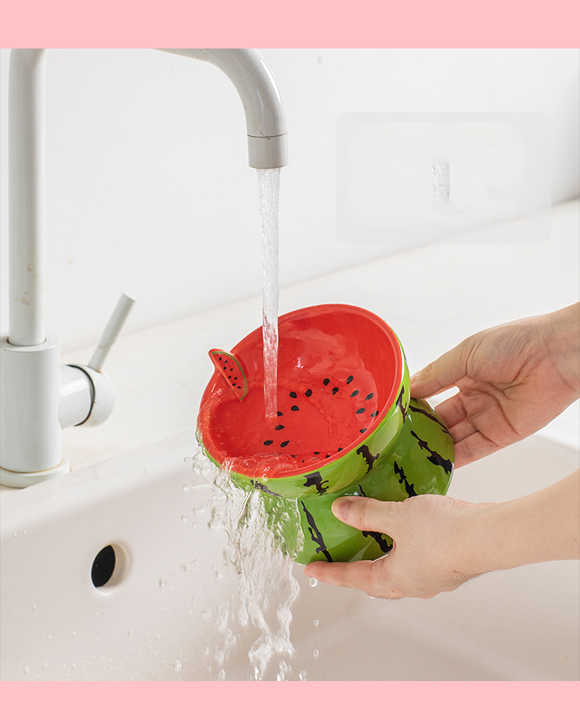 NNEDSZ Ceramic Elevated Pet Food Bowl - Cute Watermelon Pattern Design for Cats and Small Dogs-4