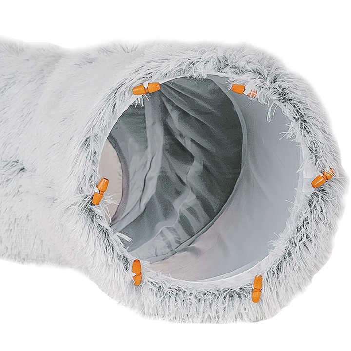 NNEDSZ Rainbow Luxury Plush Cat Bed with Hidden Tunnel - Soft Round Pet Bed for Cats and Small Dogs-4