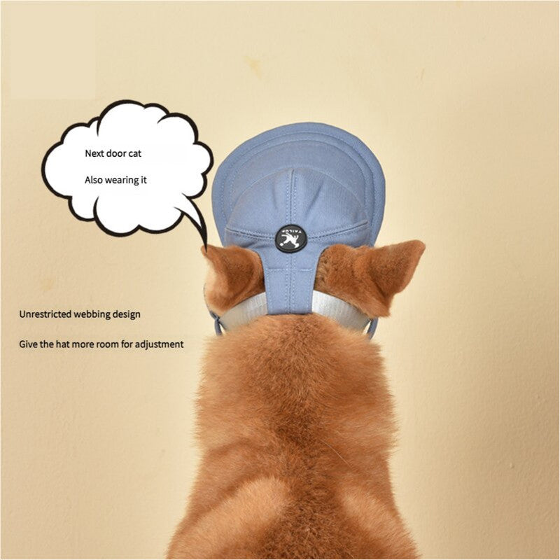 NNEDSZ Size L Light Blue Adjustable Pet Baseball Cap for Cats and Dogs - Cute Sun Protection Hat for Outdoor Adventures-3