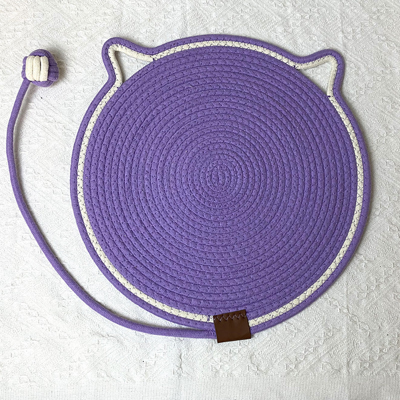 NNEDSZ 3 Pcs Purple Durable Cat Scratching Mat with Attached Toy Ball – Washable and Multi-Functional, Ideal for Cats' Scratching and Sleeping – 50cm Diameter-0