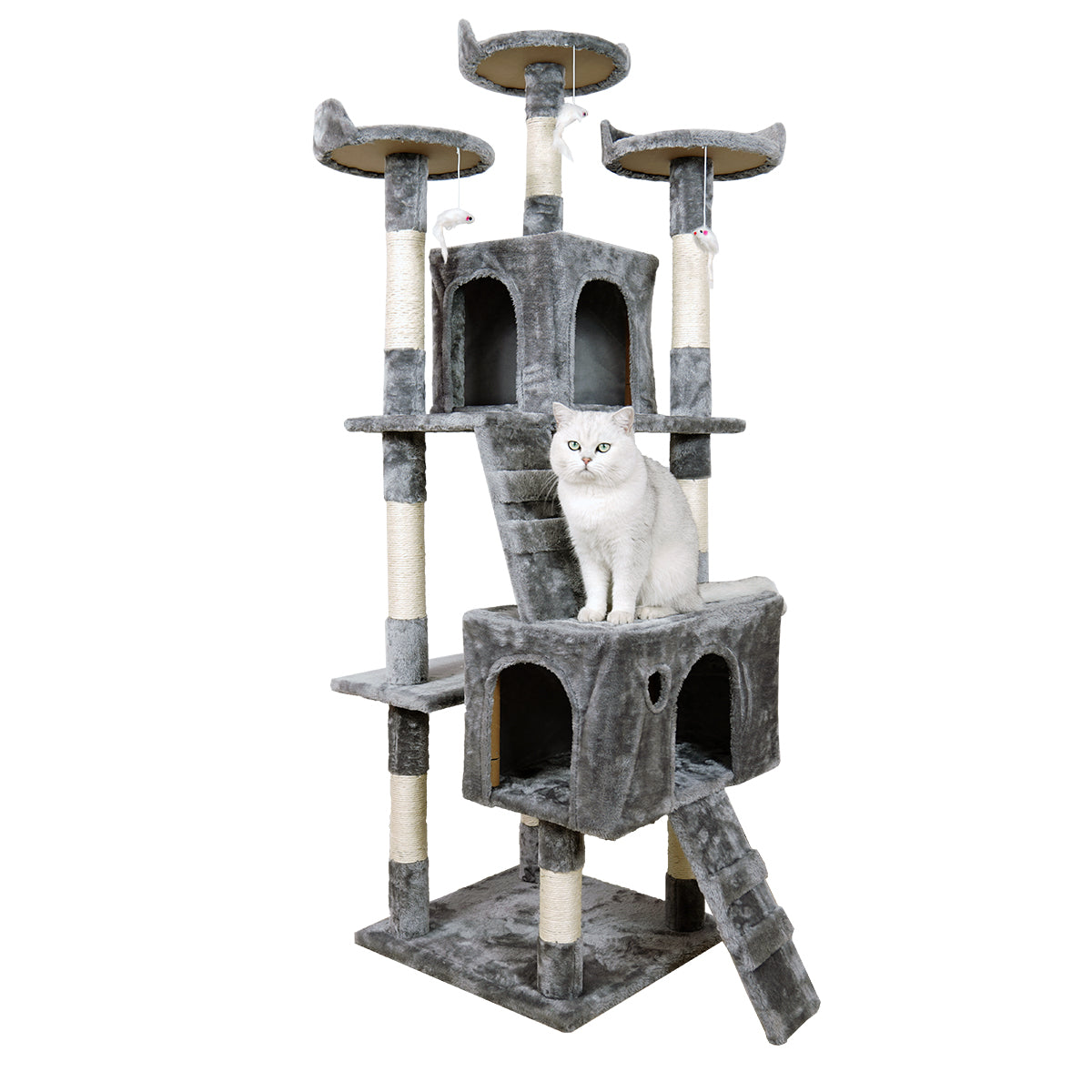 NNEDPE 170cm Cat Tree Scratching Post - Silver Grey-0