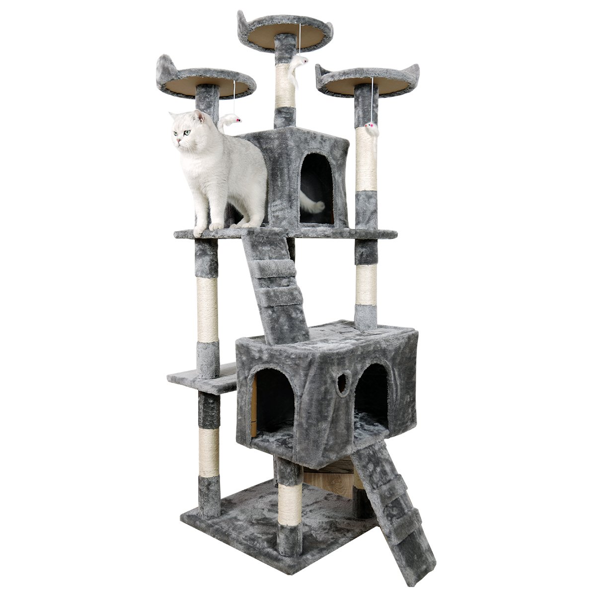 NNEDPE 170cm Cat Tree Scratching Post - Silver Grey-2