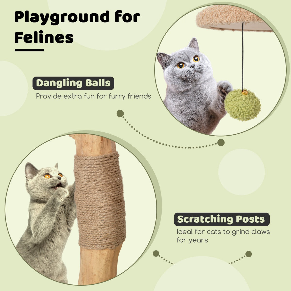 NNECW 110CM Cat Tree with Padded Top Perch for Pet-2