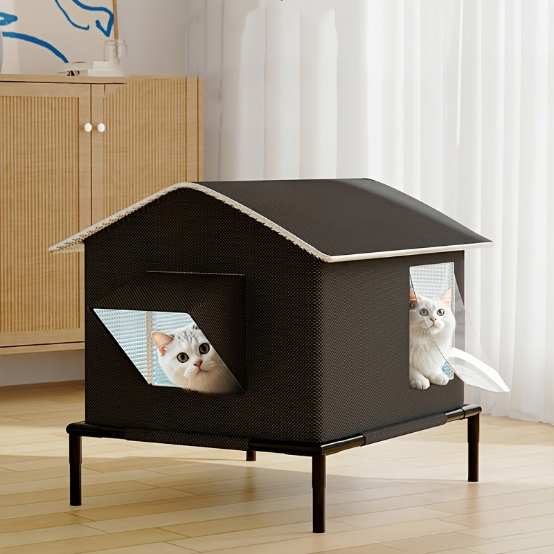 NNETM Four Seasons Outdoor Cat Shelter with Ice Box-4