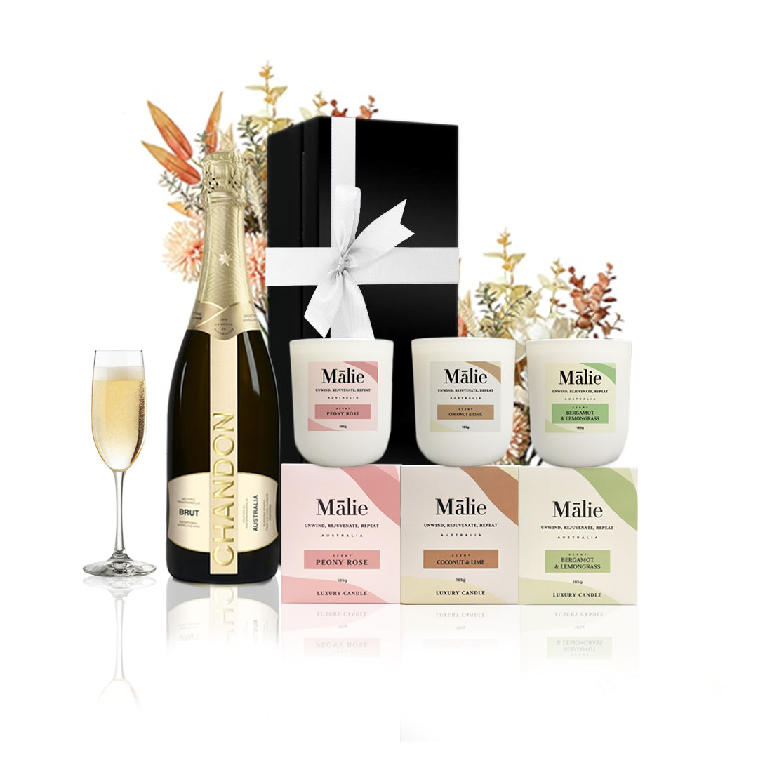 Champagne & Malie Soy Candles Gift Hamper