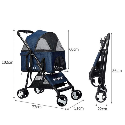 PaWz Large Pet Stroller Dog Cat Carrier Blue-1