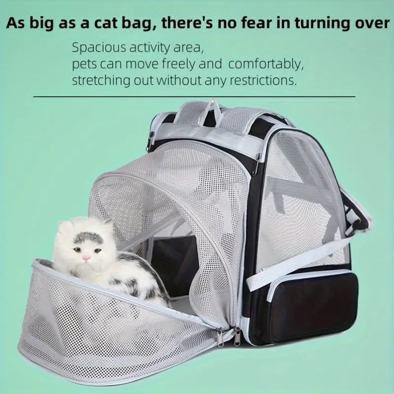 NNETM Expandable Cat Backpack Carrier with 3-Sided Mesh-2