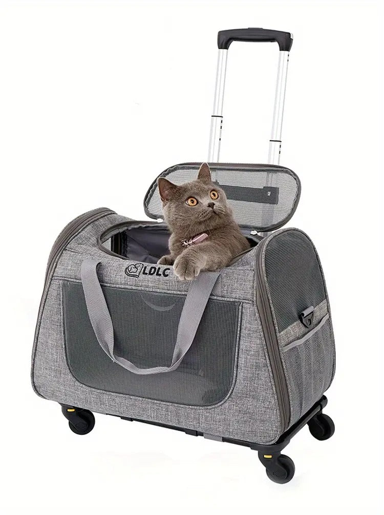 NNETM 2-in-1 Cat Carrier with Wheels and Handle-0