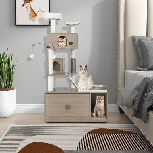 NNECW Modern Cat Tower with Double Condos for Indoor Cars-0