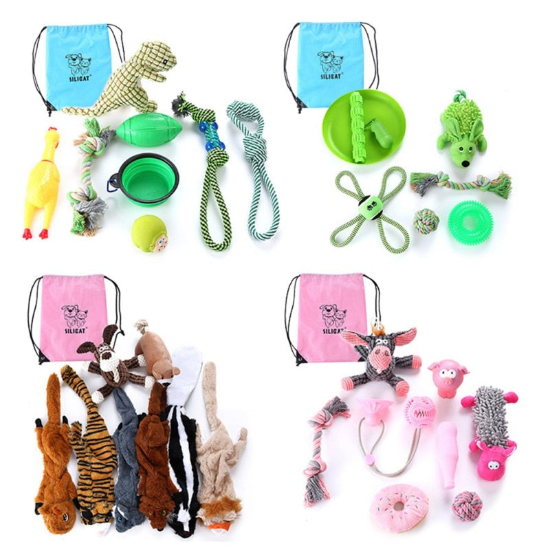 Pet Toys Collection Dog Voice Toys Bite Resistant Molar Dog Toy Ball Cat Toy Supplies for Cat Puppy Baby Dogs Value Bundle-0